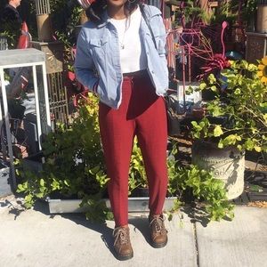 vintage red plaid high waisted pants